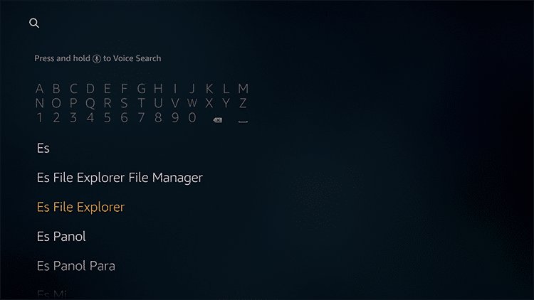 Search for ES File Explorer