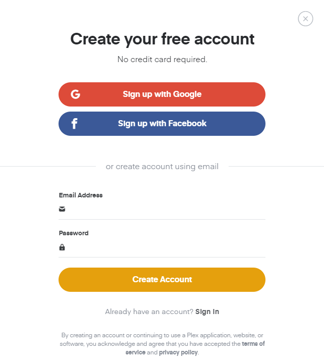 Create Plex Account