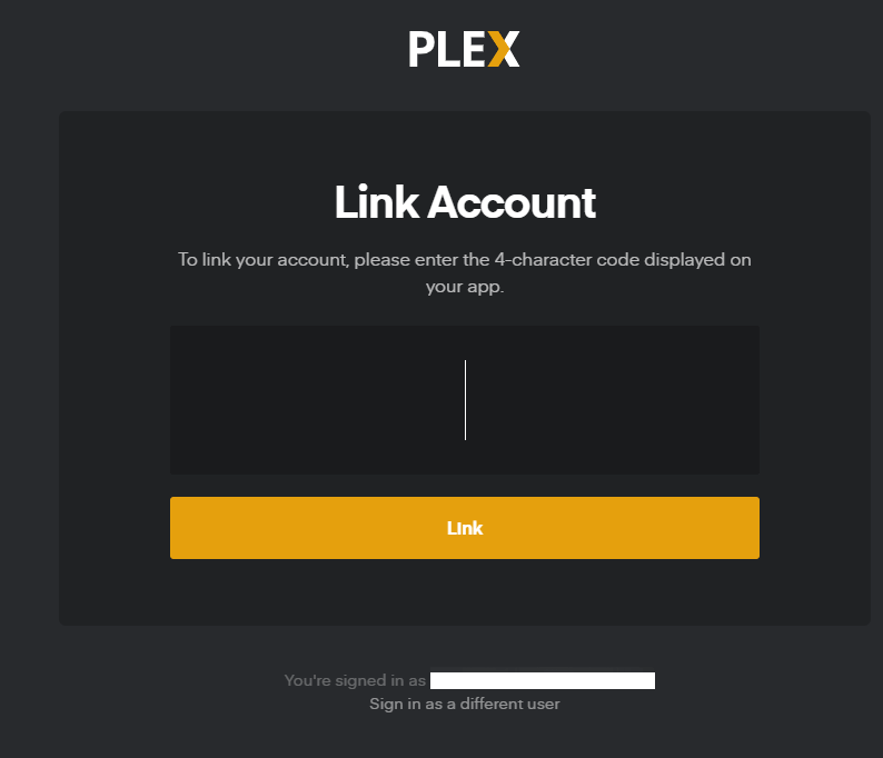Enter the activation code of Plex