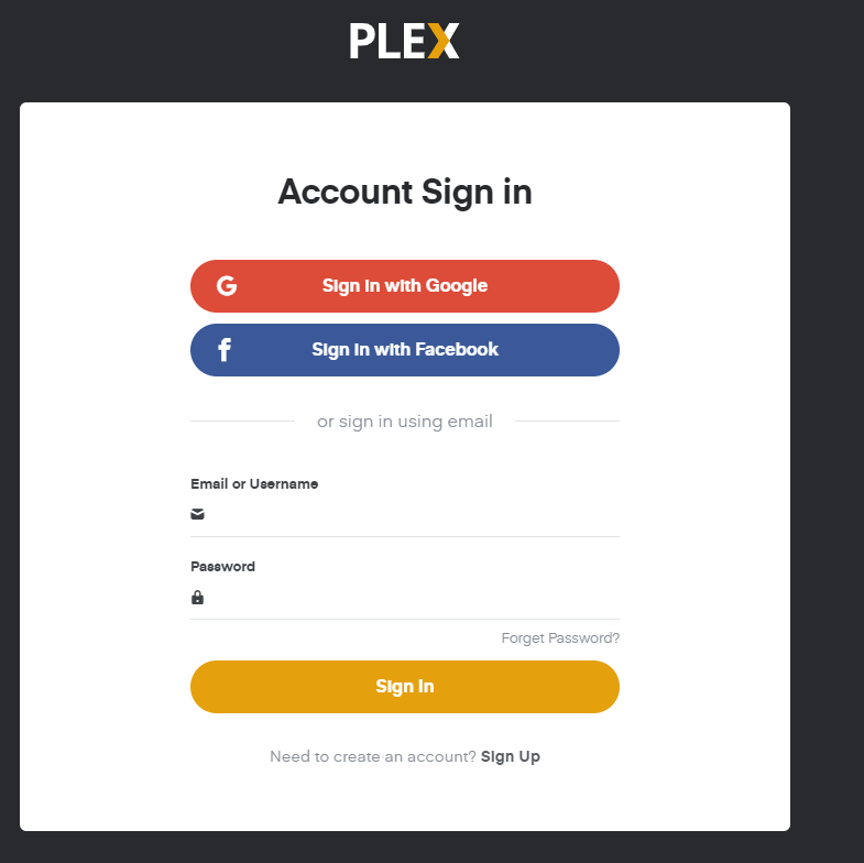 Sign In your Plex Account