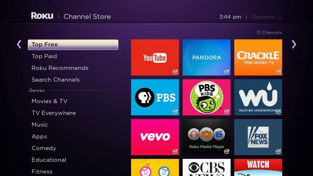 Select Search Channels on Roku