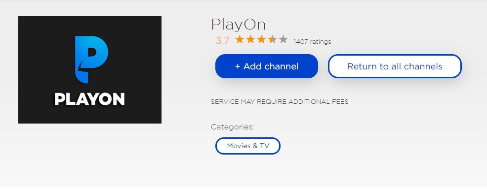 Tap +Add Channel to install PlayOn