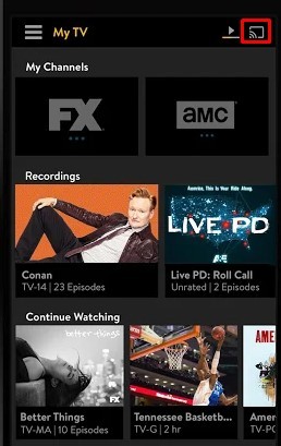 tap the Cast icon on Sling TV app