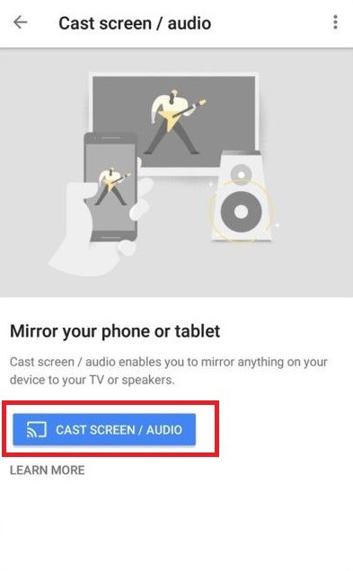 Tap Cast Screen / Audio