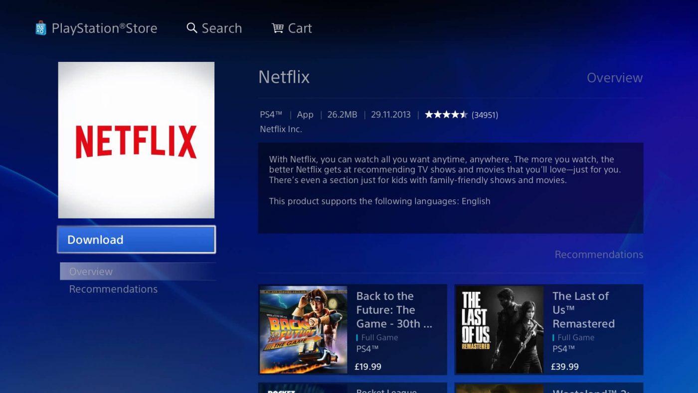 Netflix on PS4/PS3