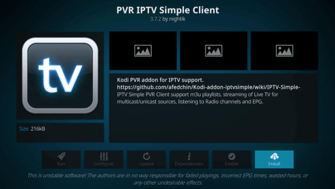 hit the Install button to stream IPTV on Now TV