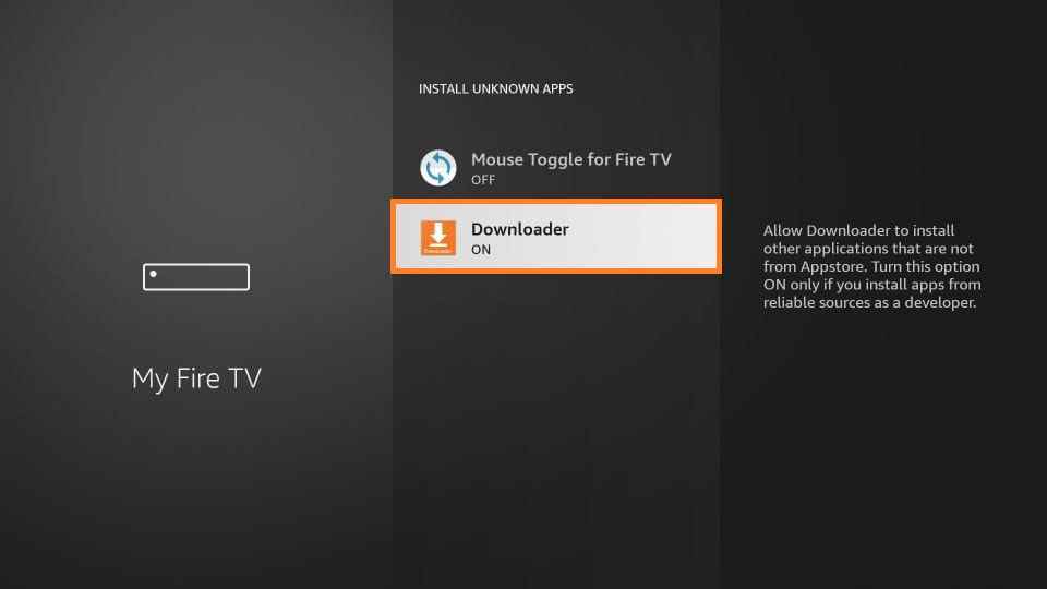 Enable downloader to install VLC on Firestick