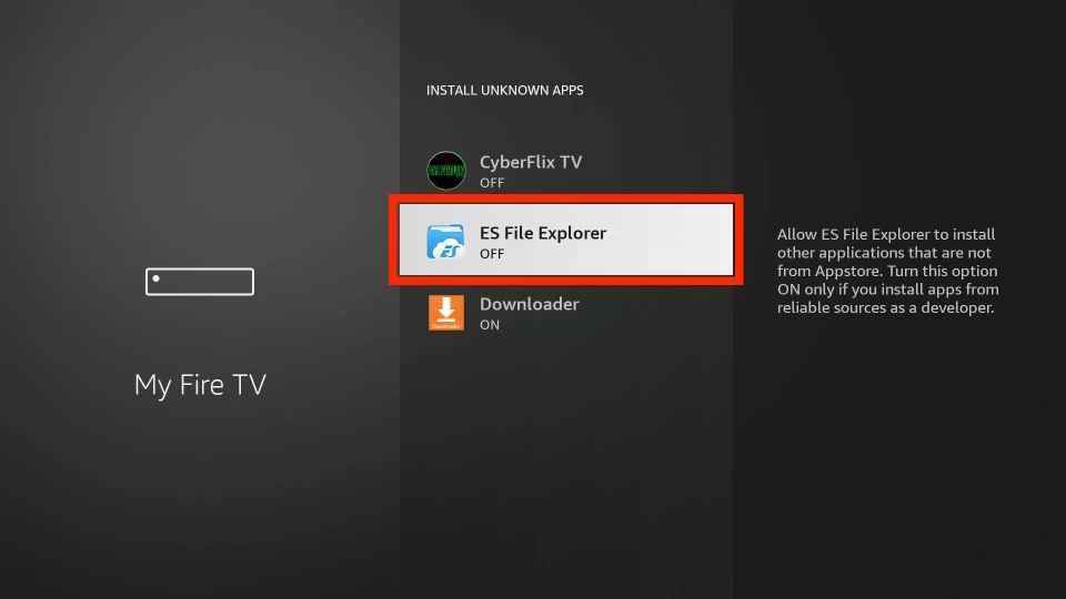 Enable ES File Explorer to install HD Streamz on Firestick
