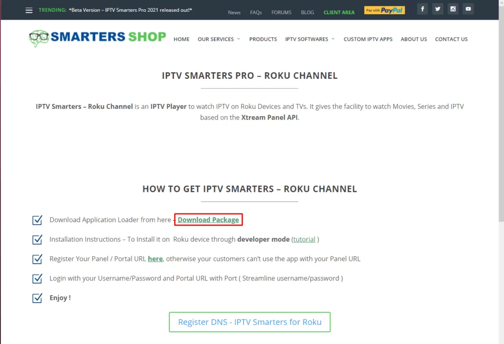 Download IPTV Smarters Package