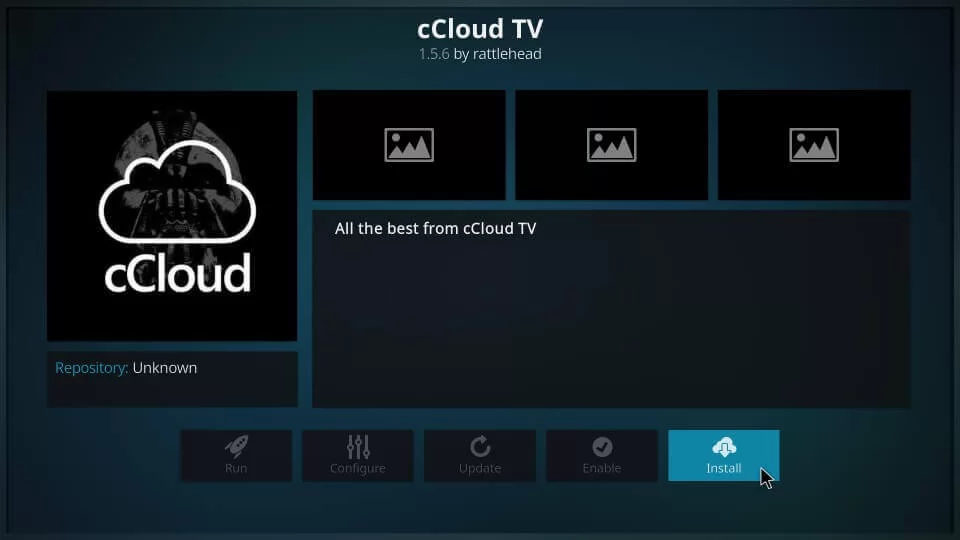 Hit the install button to get cCLOUD TV addon